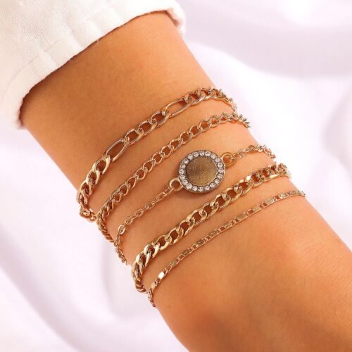 طقم اساور 5 قطع – ذهبي